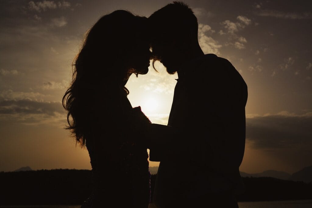 couple, silhouette, love