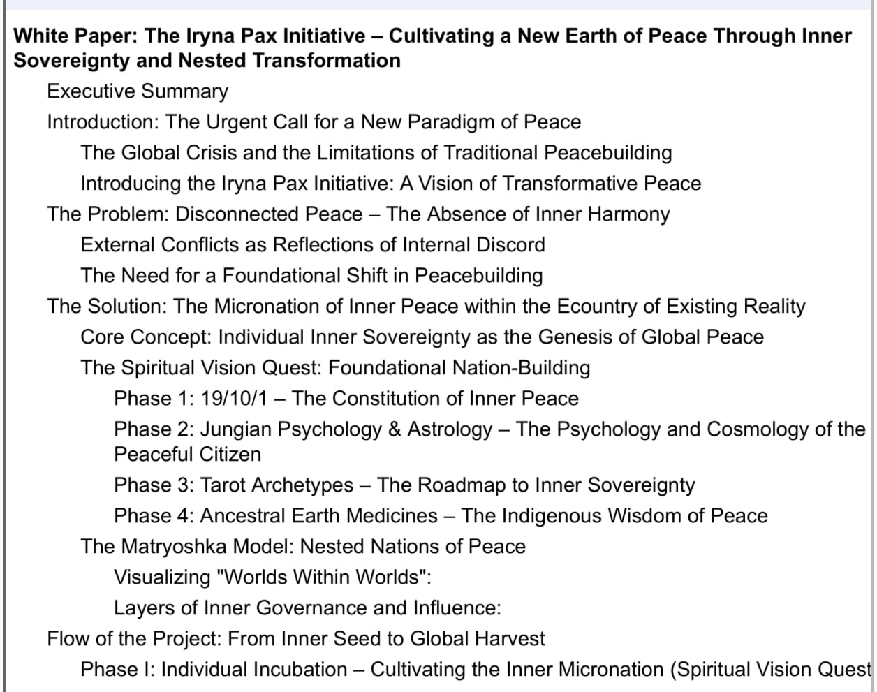 White Paper: The Iryna Pax Initiative